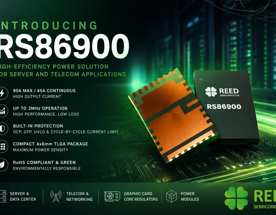 RS86900 2.5 volt to 16 volt, 90 amp half-bridge smart power stage futuristc AI datacenter image